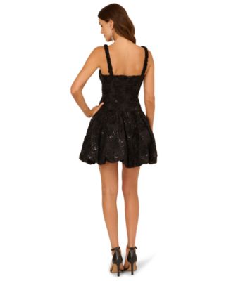 Women's Square Neck Soutache Flounce Short Dress