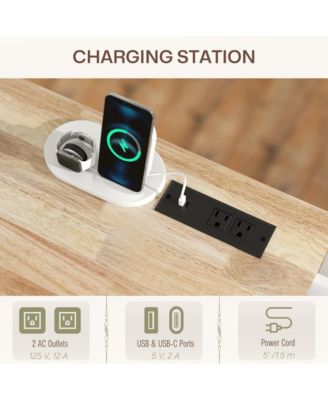 Mobile Kitchen Island with Power Outlet Drop Leaf Kitchen Cart