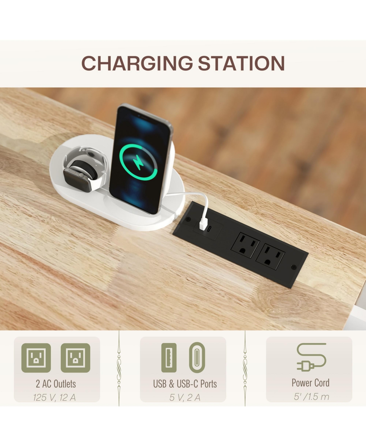 Homcom Mobile Kitchen Island with Power Outlet Drop Leaf Kitchen Cart