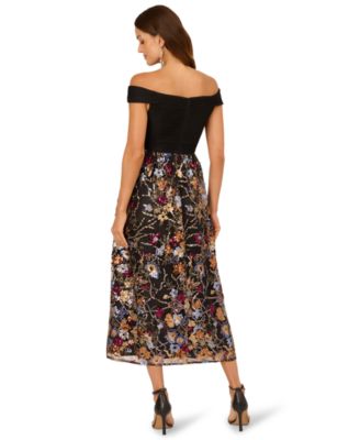 Women's Off-Shoulder Embroidered Combo Gown