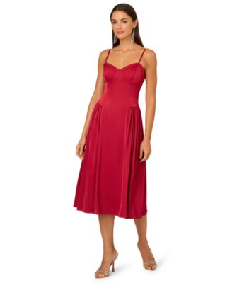 Adrianna - Women's Stretch Sweetheart Neck Midi Dress