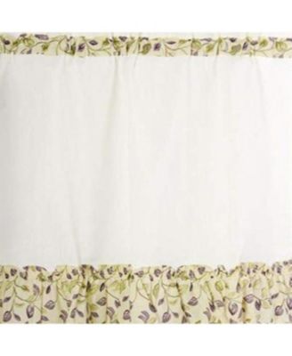 Clarice High Quality 2-Piece Leafy Branch Patterned Ruffled Tier Pair Window Curtains - 58 x30" Violet