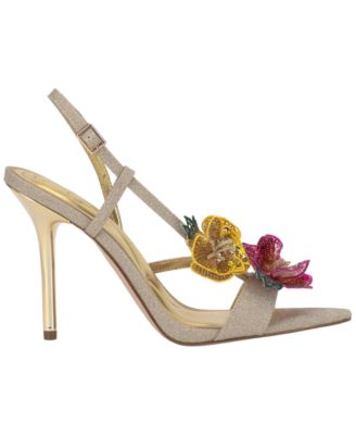 Women's Nivory Sequin Flowers Stiletto Sandals