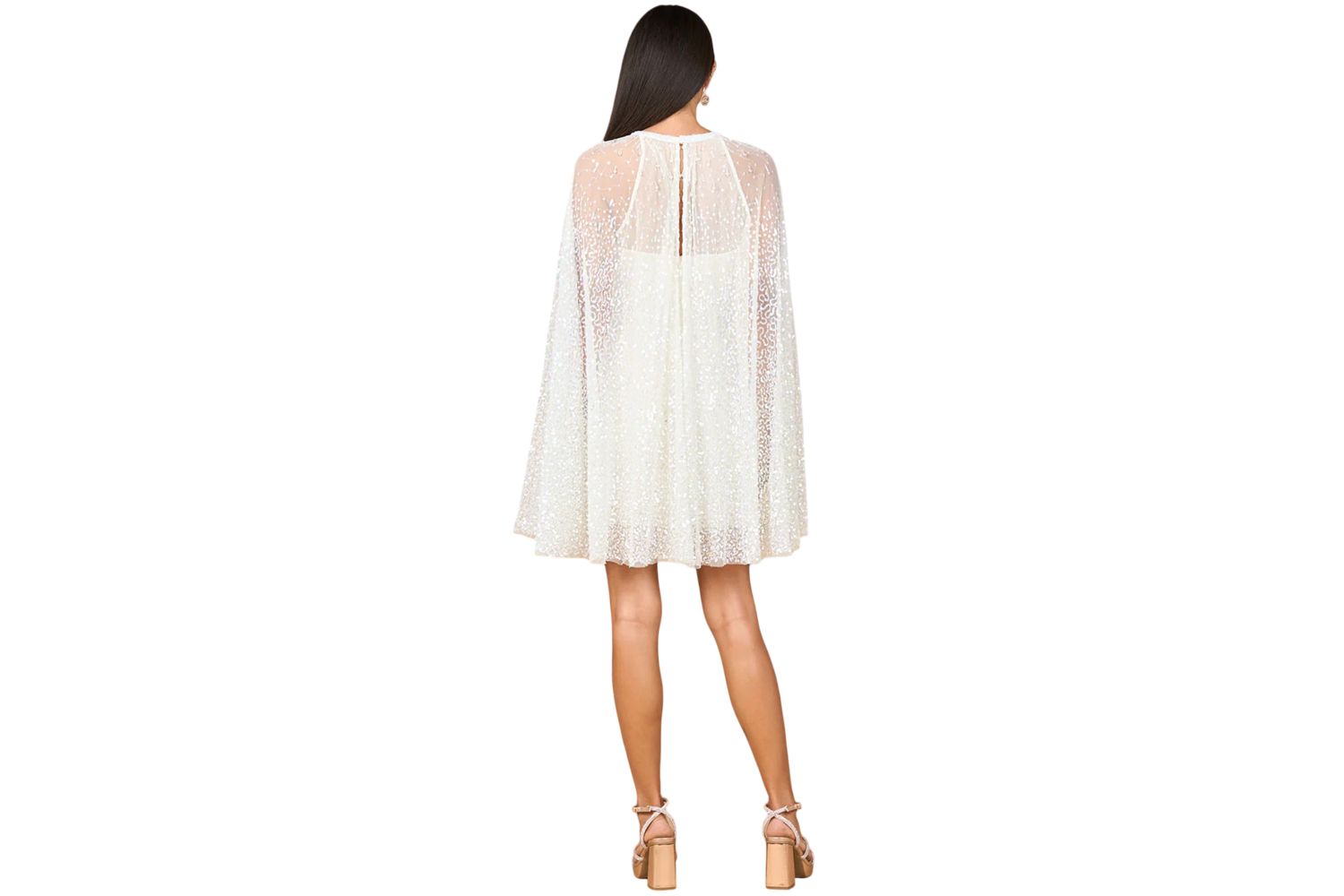 Women's Beaded Bridal Cape Dress