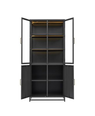 76.75" Tall Display Cabinet with Glass Doors and LED Lights