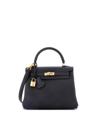 Kelly 25 Handbag Black Togo with Gold Hardware