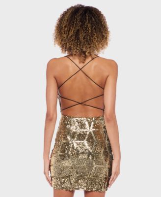 Juniors' Bungee Straps Bodycon Sleeveless Dress