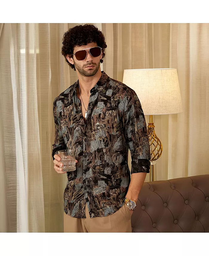 Men's Obsidian Black Impressionistic Strokes Shirt - thumbnail 2