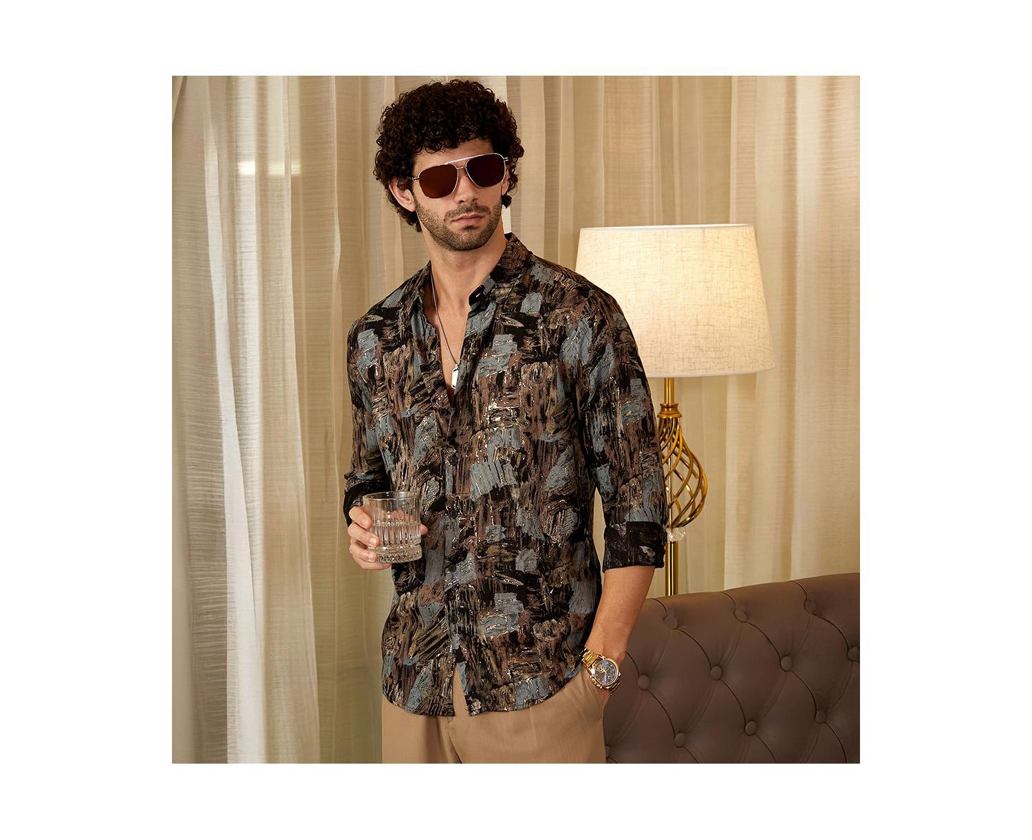 Men's Obsidian Black Impressionistic Strokes Shirt
