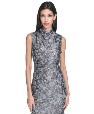Women's Sequin Lace High-Cowl Neck Dress