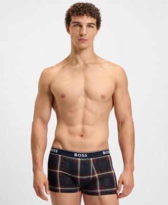 Hugo Boss Men's 3-Pack Power Logo Waistband Trunk Underwear