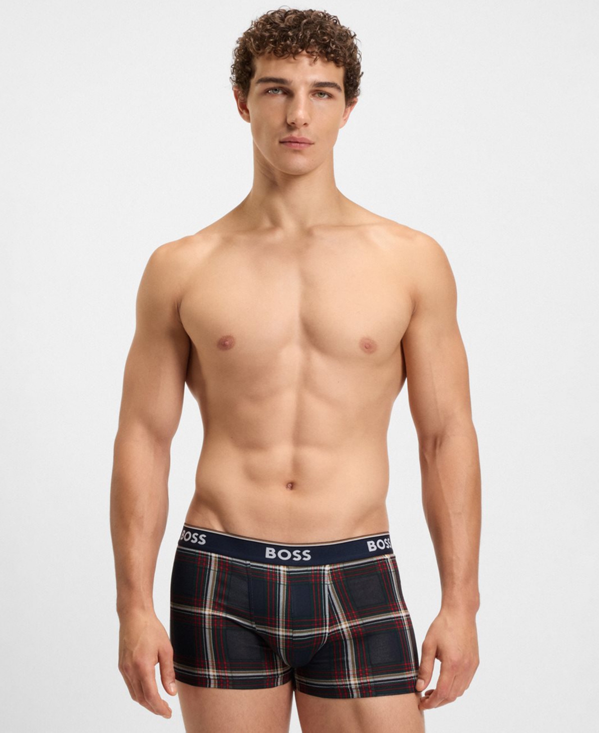 Hugo Boss Men's 3-Pack Power Logo Waistband Trunk Underwear