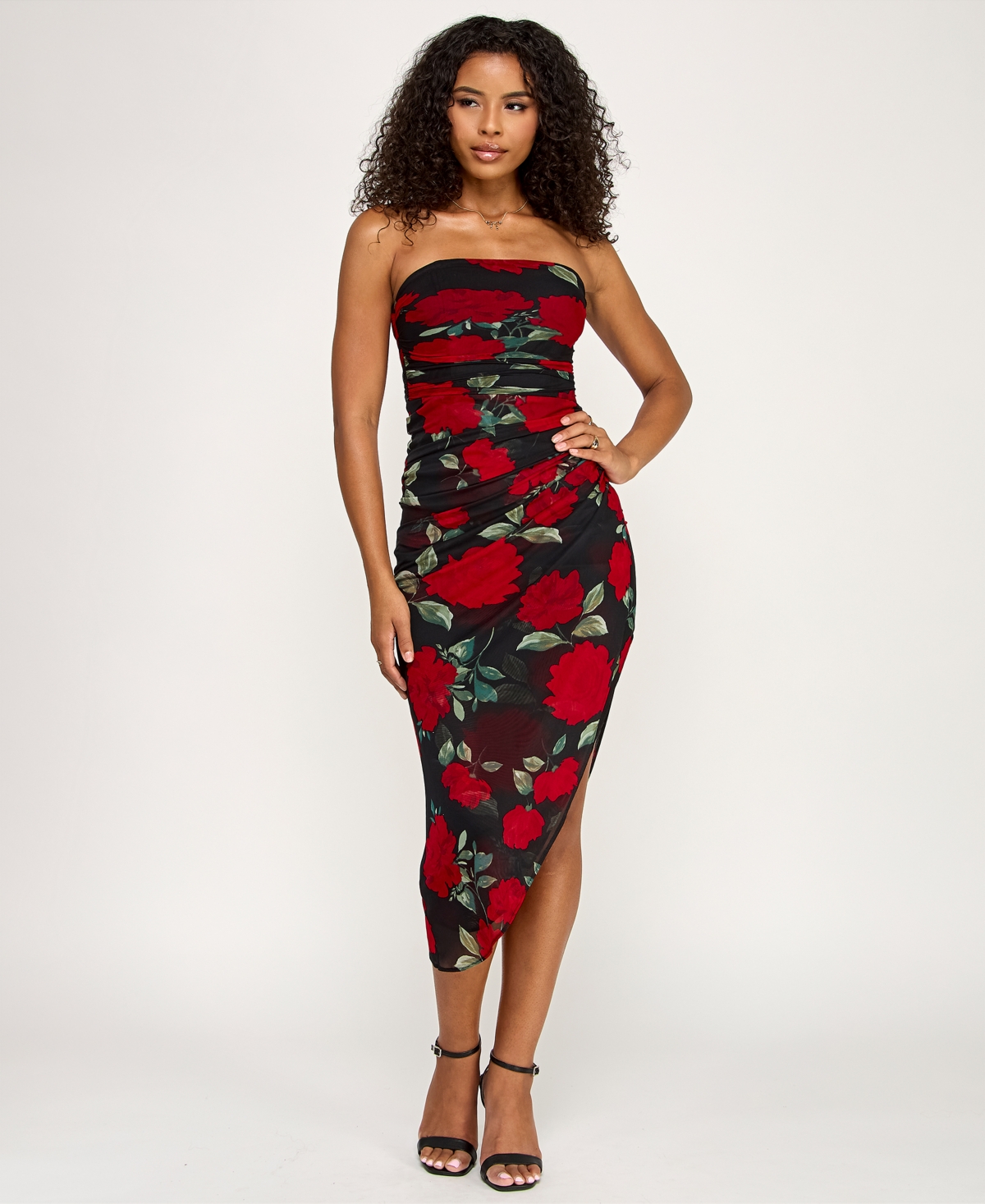 Emerald Sundae Juniors' Strapless Fitted Dress In Multi