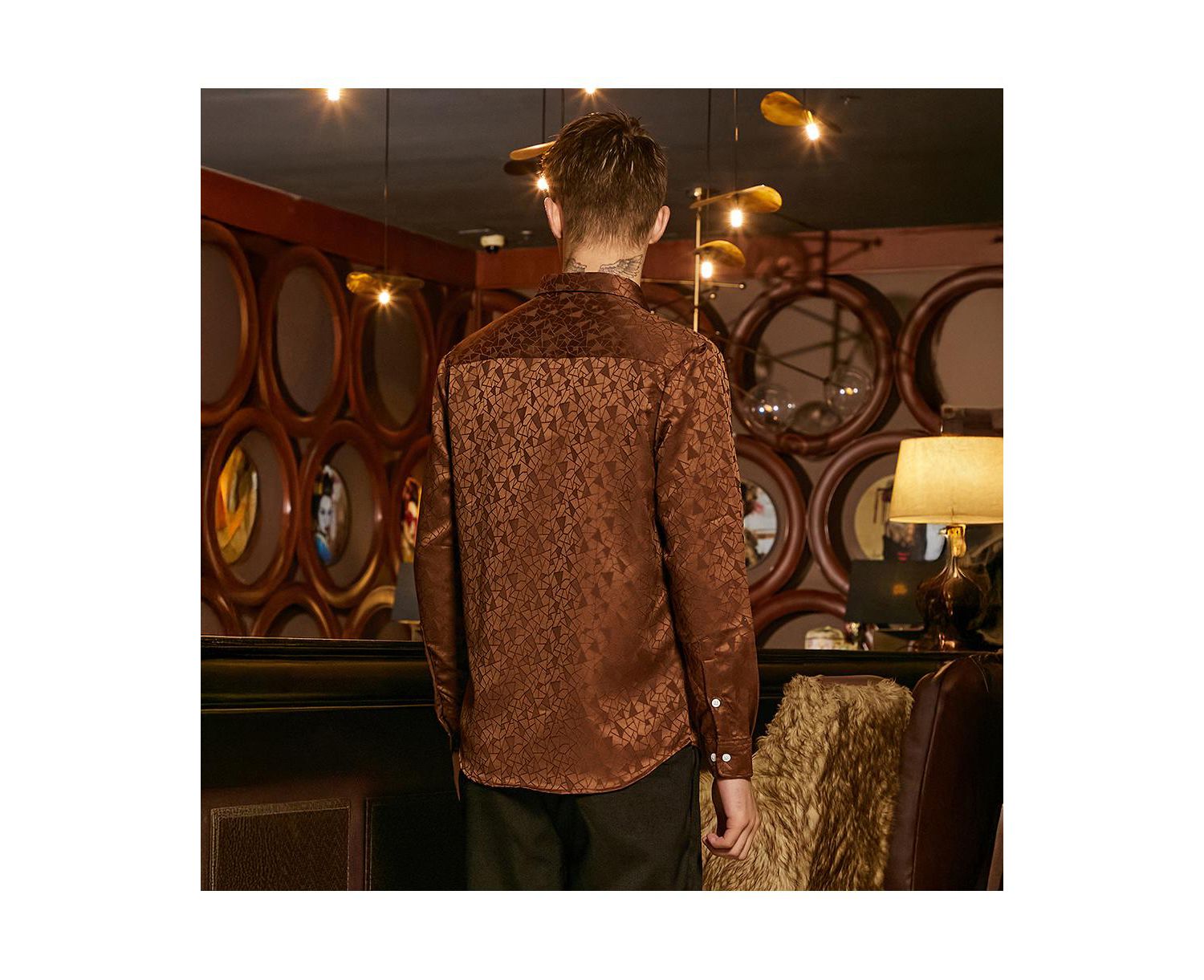 Men's Chocolate Brown Mozaic-Tactile Shirt