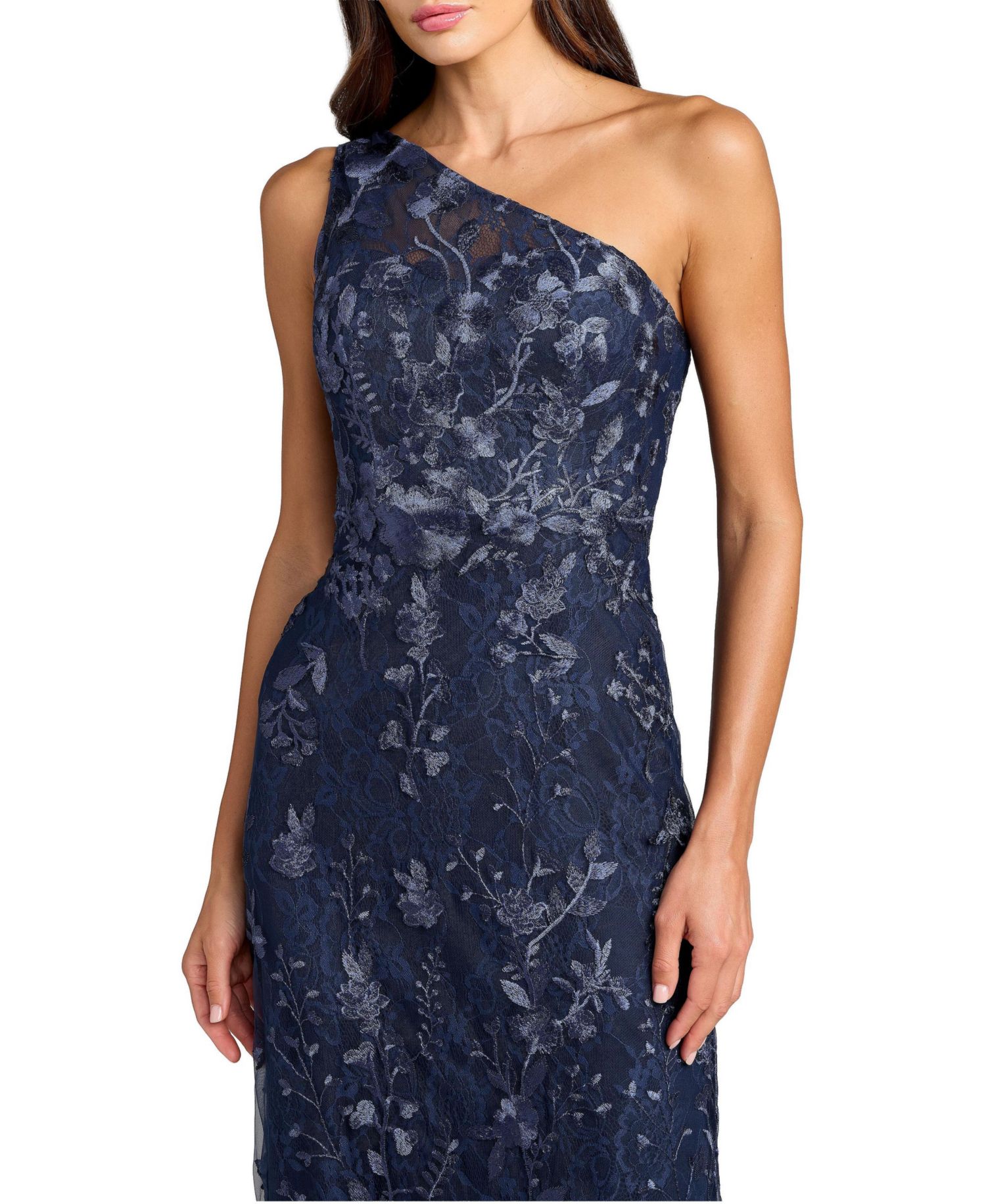 Women's One Shoulder Lace Embroidered Gown