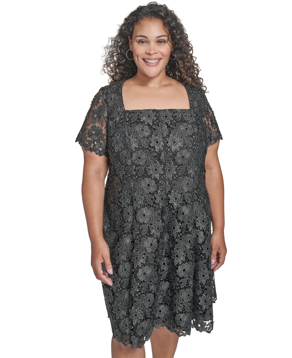 Eliza J Plus Size Fit And Flare Dress In Black