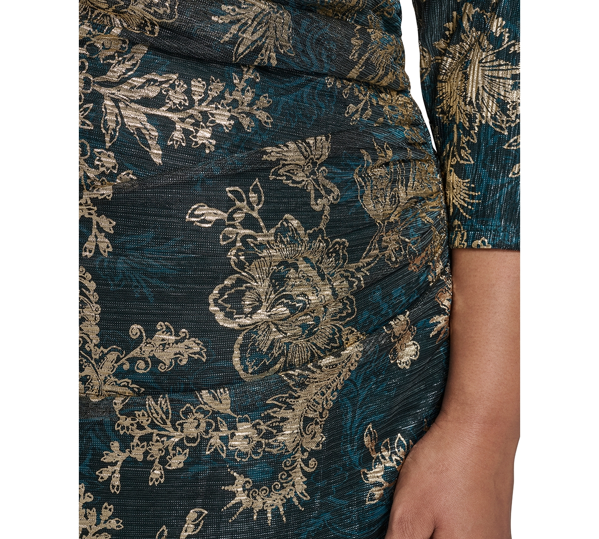 Vince Camuto Plus Size Ruched Foil Knit Midi Dress In Multi