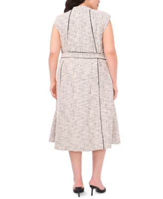 Plus Size Short-Sleeve Tweed Knit Midi Dress