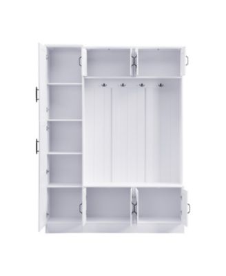 Modern Hall Tree with Shoe Storage, Bench, Hooks & Shelf