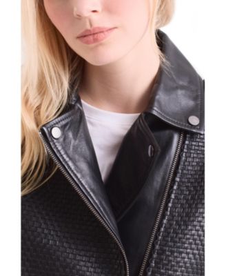 Women's Claire Leather Woven Biker Jacket