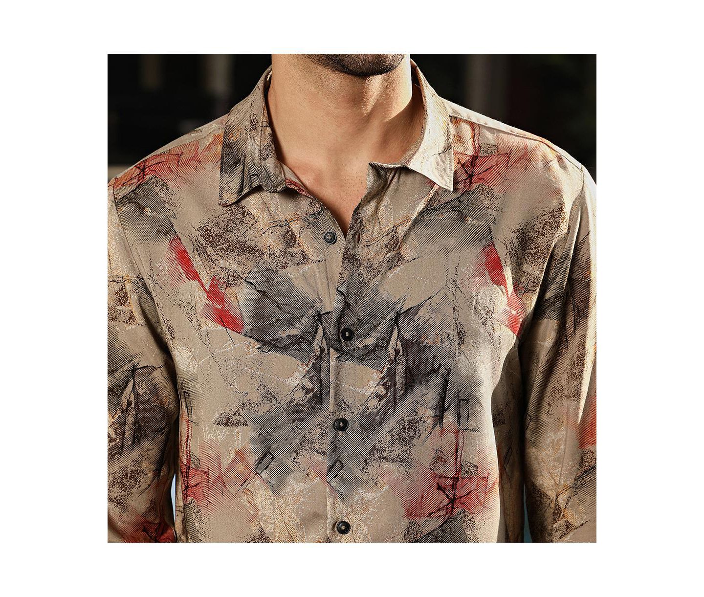 Мужская рубашка Cahoot Campus Sutra Camel Beige Pigme-Strokes, цвет: Бежевый — фото 7