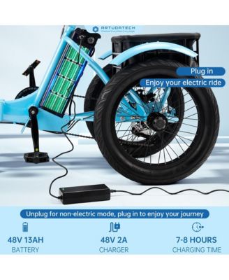 Electric Tricycle E-Trike with 525W Peak Motor, 7-Speed Gearing & 27-Mile Range for Heavy-Duty Cargo Transport
