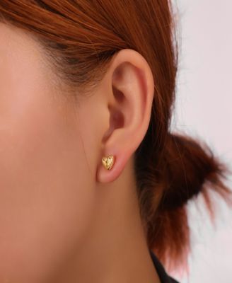 Heart Post Stud, Multi Pink Cubic Zirconia Endless Hoop, Twits Post Hoop 3Pairs Ear Set