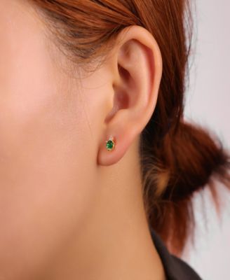 Clear With Emerald Cubic Zirconia, Peridot Cubic Zirconia Andless Hoop Plain Post Hoop 3Pair Ear Set