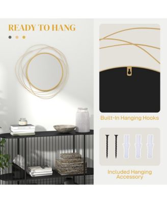 Metal Wall Art 25.6" in Round Wall Mirror,