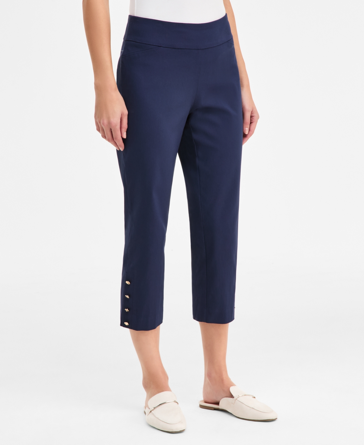 Jm Collection Women's Side-Button Pull-On Capri Pants, Macy's Exclusive