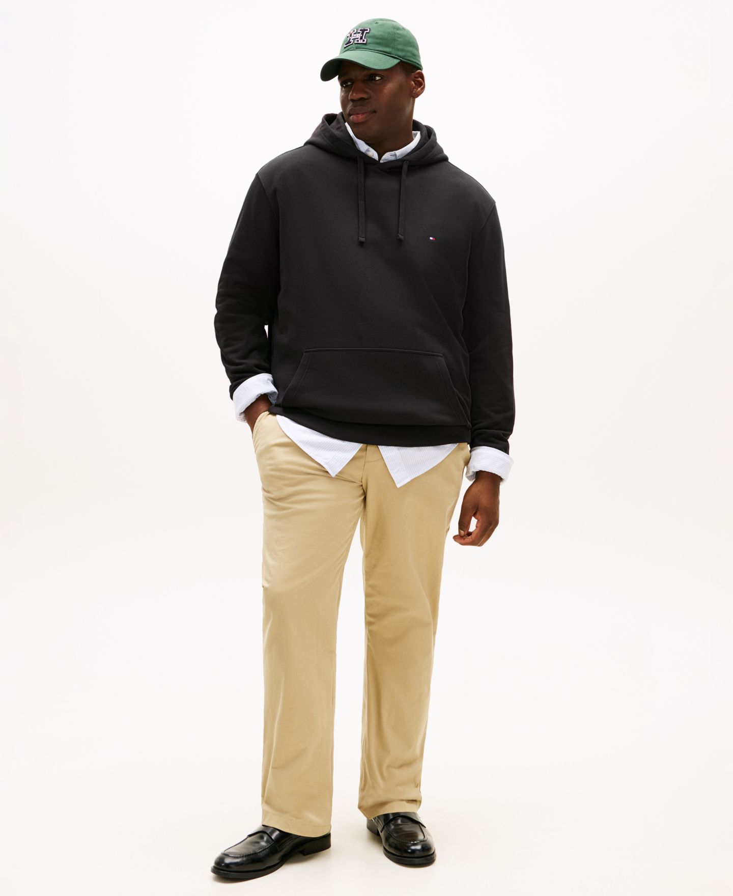 Мужское худи Tommy Hilfiger Big & Tall Essential Hooded, цвет: Чёрный — фото 2