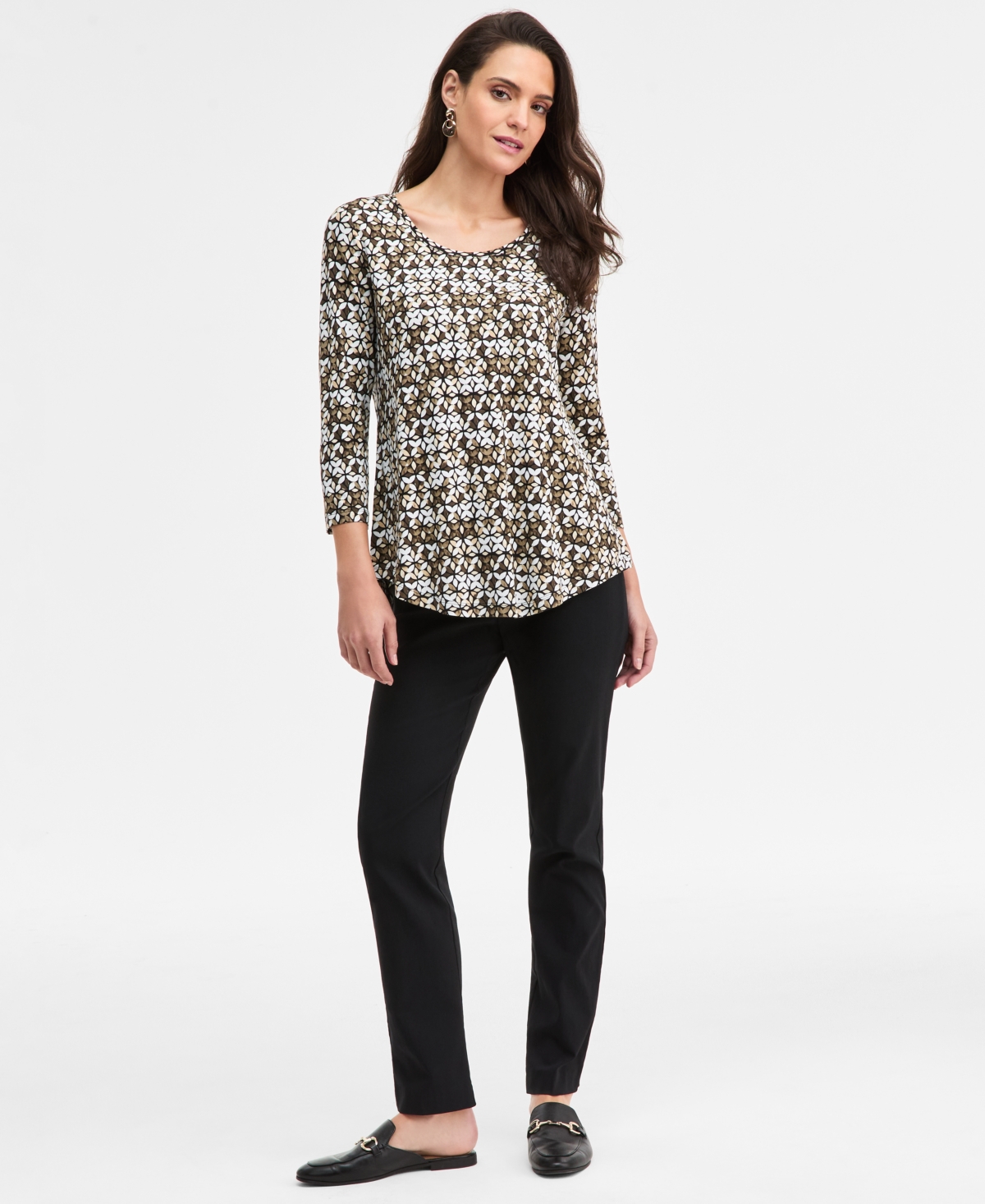 Jm Collection Emerald Shapes Scoop Neck Top, Macy's Exclusive