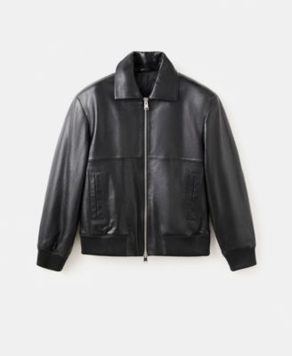 MANGO - Women's Leather Bomber Jacket