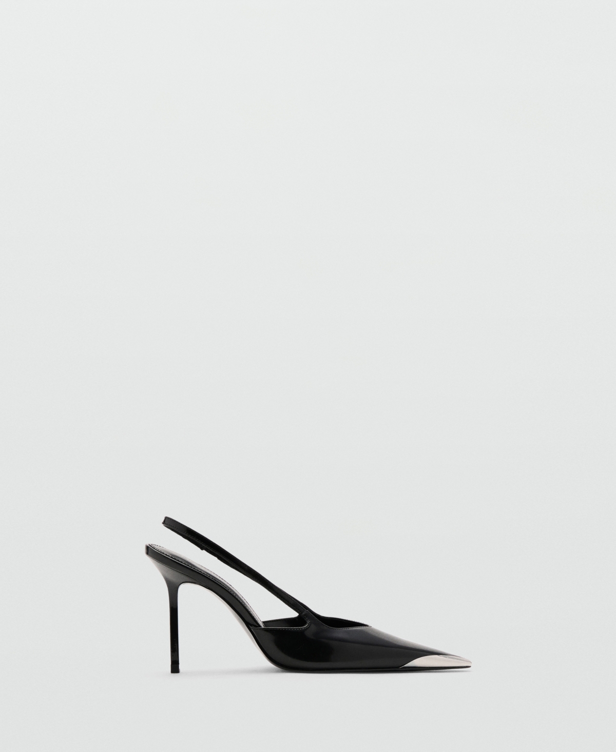 Mango Women's Metallic Toe Cap Leather Heeled Shoes