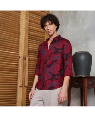 Men's Crimson Red Flowing Vines Shirt