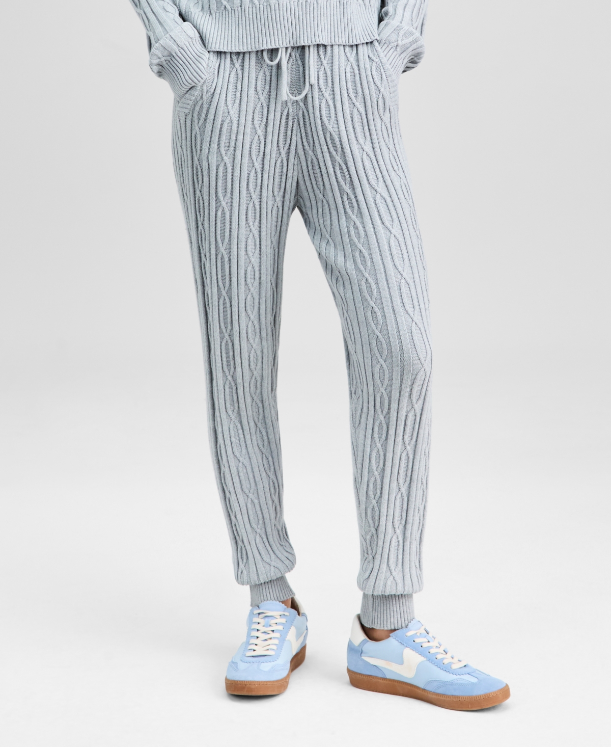 And Now This Women's Cable-knit Jogger Pants, Macy's Exclusive In Gray