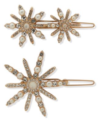 lonna & lilly - Imitation Pearl and Glass Stone 2-Piece Snowflake Barrettes