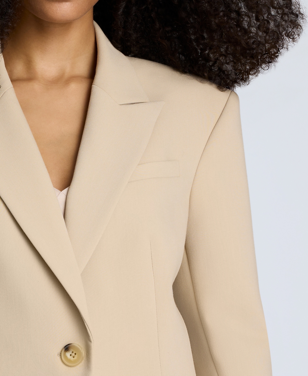 Kenneth Cole Luxe Twill Slim One Button Jacket In Neutral