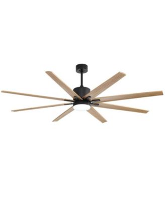 76-inch Modern and Simple Black 8-Blade Ceiling Fans with Remote Control and Lighting Kit