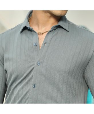 Men's Coin Grey Chevron-Panel Tactile Shirt