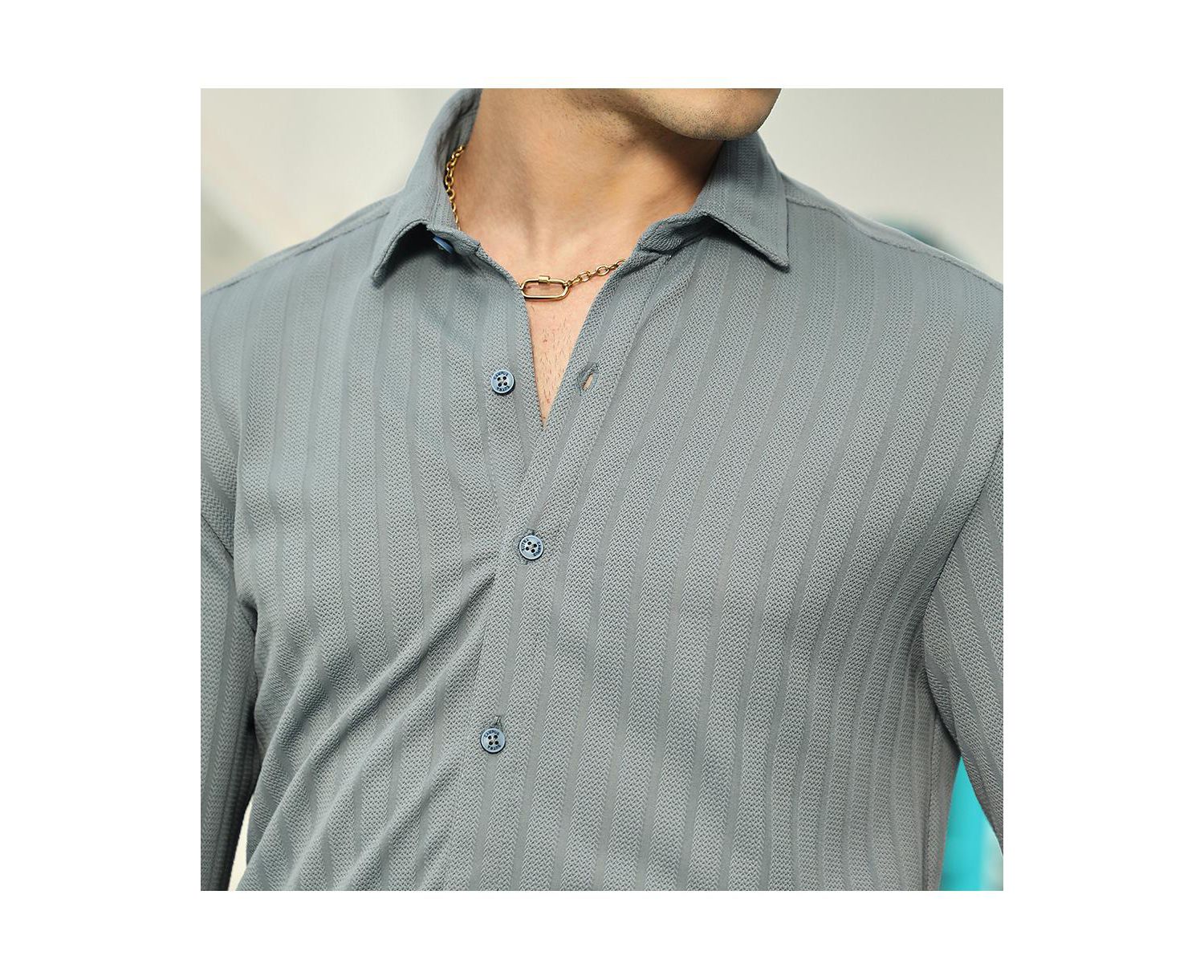 Men's Coin Grey Chevron-Panel Tactile Shirt