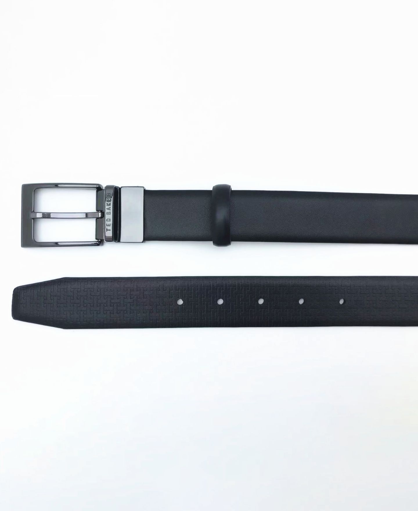 Мужской ремень Ted Baker Reversible Double Loop Leather Belt, цвет: Чёрный — фото 3