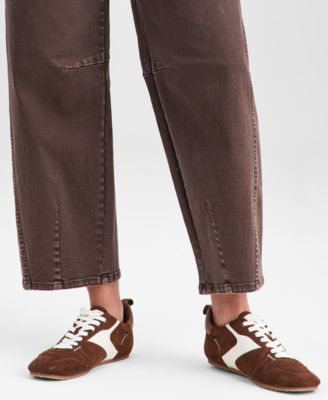 Women's High-Rise Washed Barrel-Leg Jeans, Exclusively at Macy's