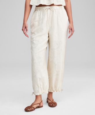 Women's Cotton Floral Jacquard Drawstring Pants, Macy's Exclusive