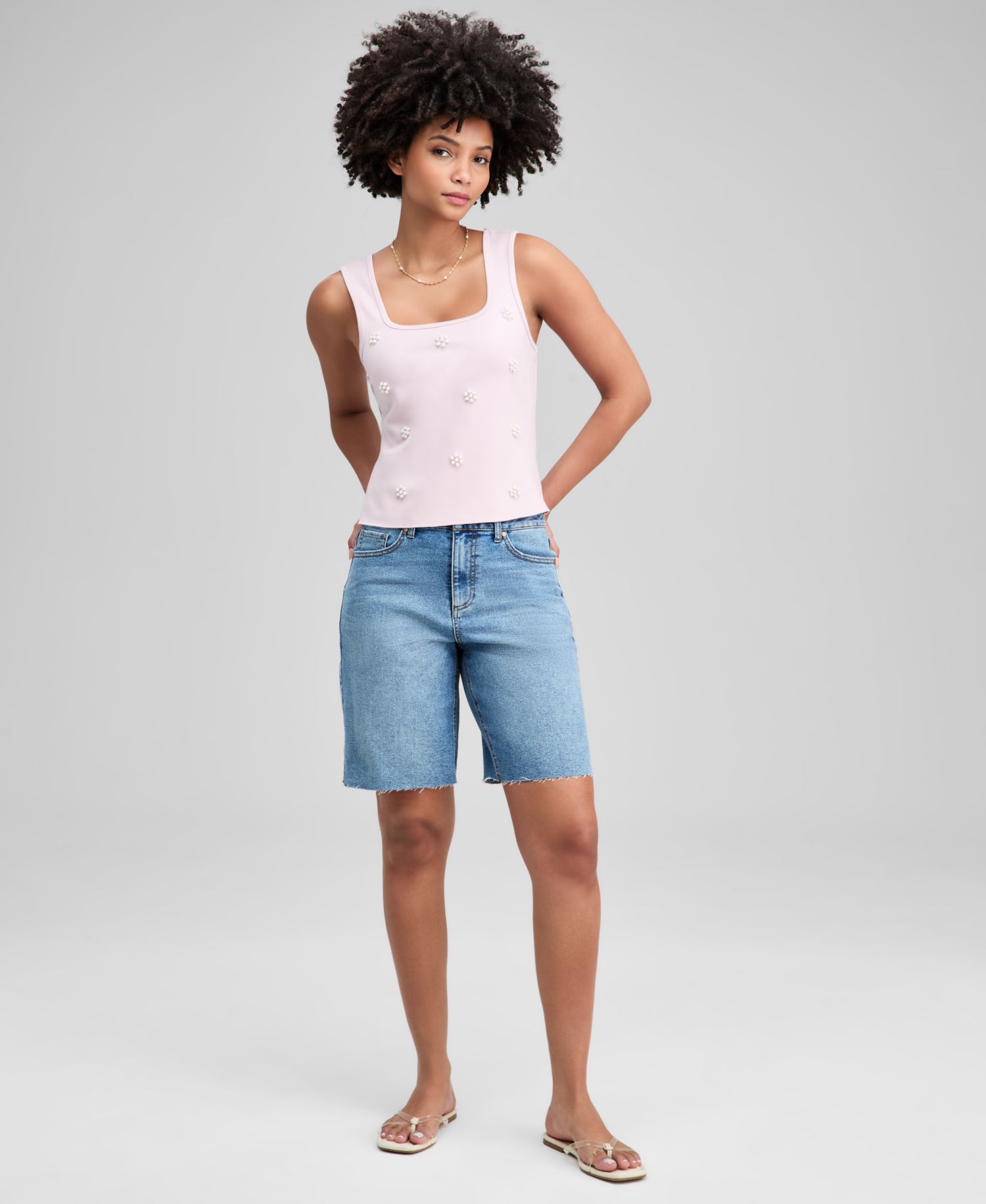 Women's High Rise Bermuda Jean Shorts
