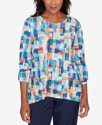 Women's Saratoga Springs Tile Print Colorblock Textured Top