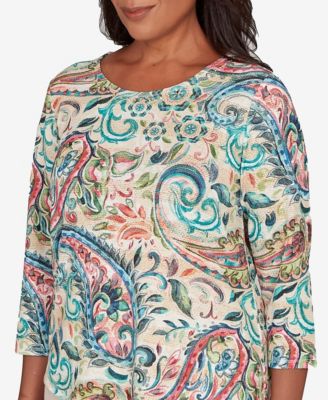 Women's Saratoga Springs Classic Paisley Print Pullover Knit Top