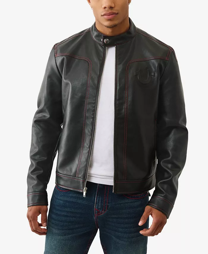 Men's Pleather Moto Jacket - thumbnail 2