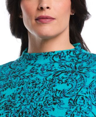 Plus Size Floral Paisley Print Long Sleeve Sweater