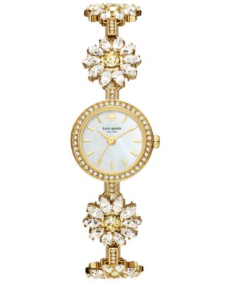 kate spade new york - Women's Gold-Tone Stainless Steel and Crystal Daisy Bracelet Watch 20mm KSW1083